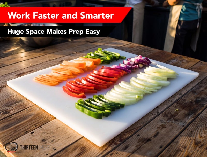 Thirteen Chefs Extra Large 24 x 18 Plastic Cutting Board - 1/2" Thick White HDPE for Restaurants and Professional Kitchens - Image 3